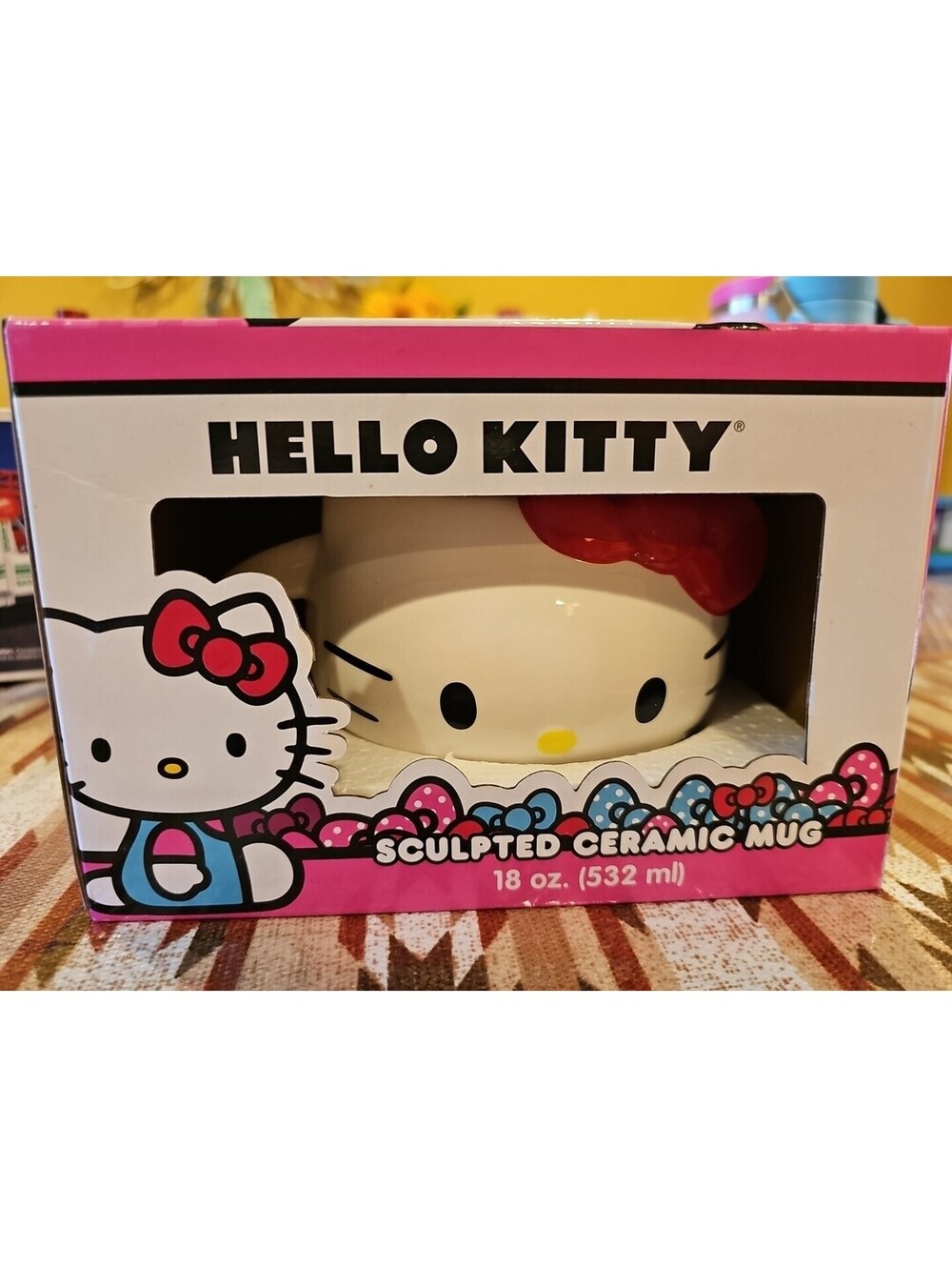 HELLO KITTY Sanrio Face Ceramic Cup Hand Painted 18 oz. Gift Christmas Holiday